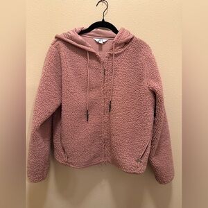 pink fuzzy crop jacket